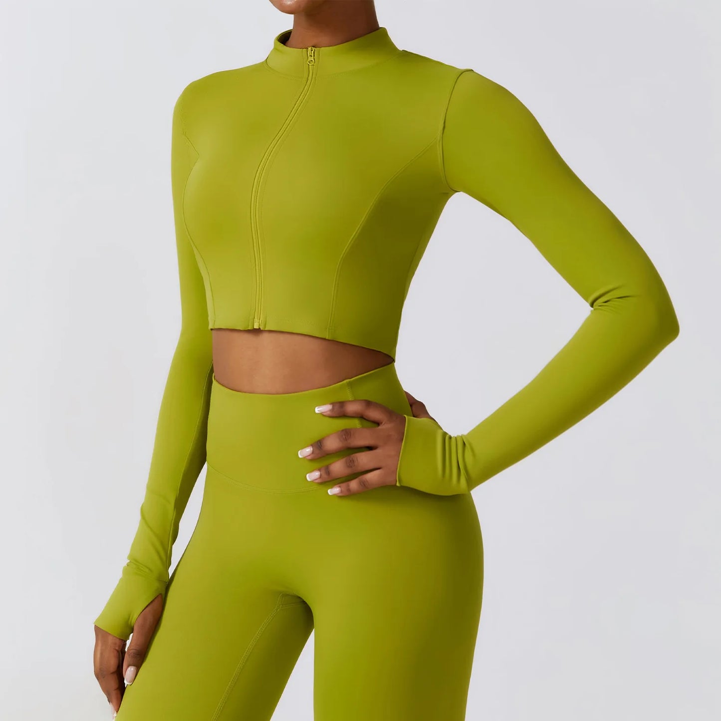 YIYI Breathable High Stretchy Workout Sets Cropped Jacket Sets 3pcs Gym