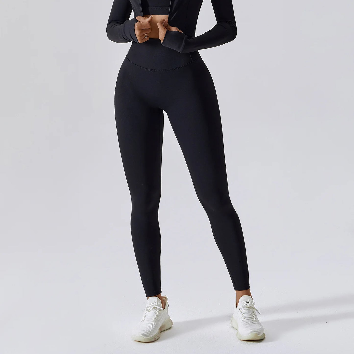 YIYI Breathable High Stretchy Workout Sets Cropped Jacket Sets 3pcs Gym